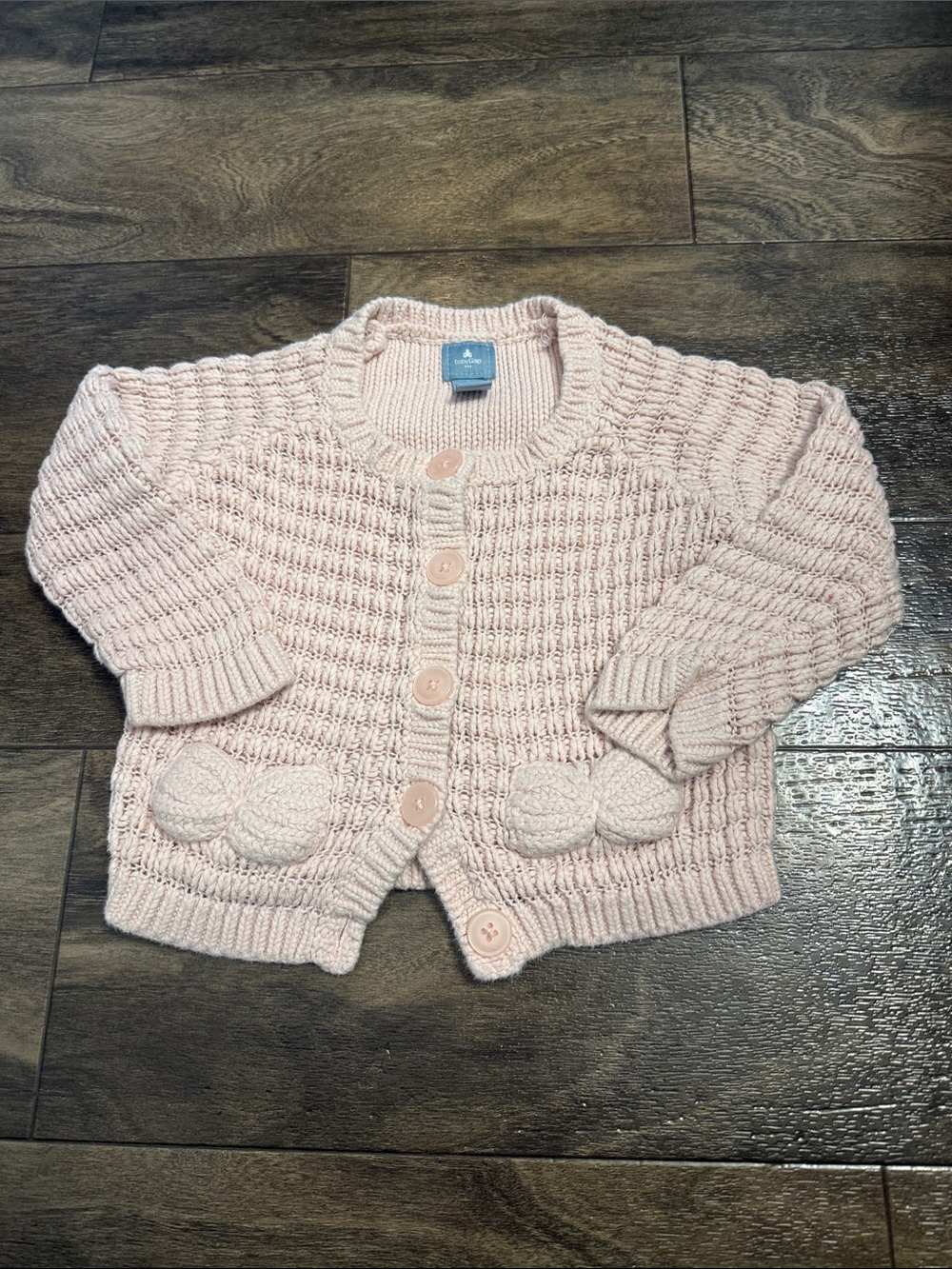 GAP Baby Pink Knit Sweater with Blue Logo Tag